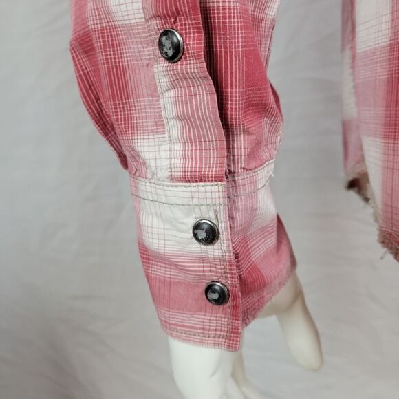 Jachs Red Plaid Long Sleeve Western Style Cotton Pearl Snap Shirt‎ Size L - Picture 8 of 12